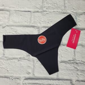 NWT Commando No Entry Applique Black Thong size M/L